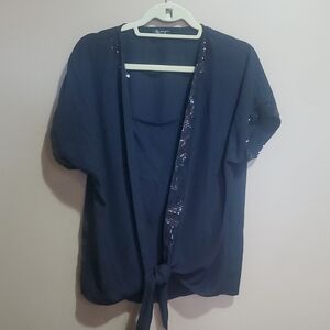 Lily Morgan Black Sequenced Top Size Large